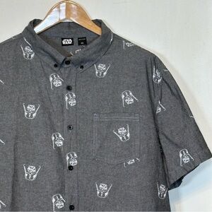 Star Wars Dark Gray and White Darth Vader Men's Button Down Shirt Size XXL